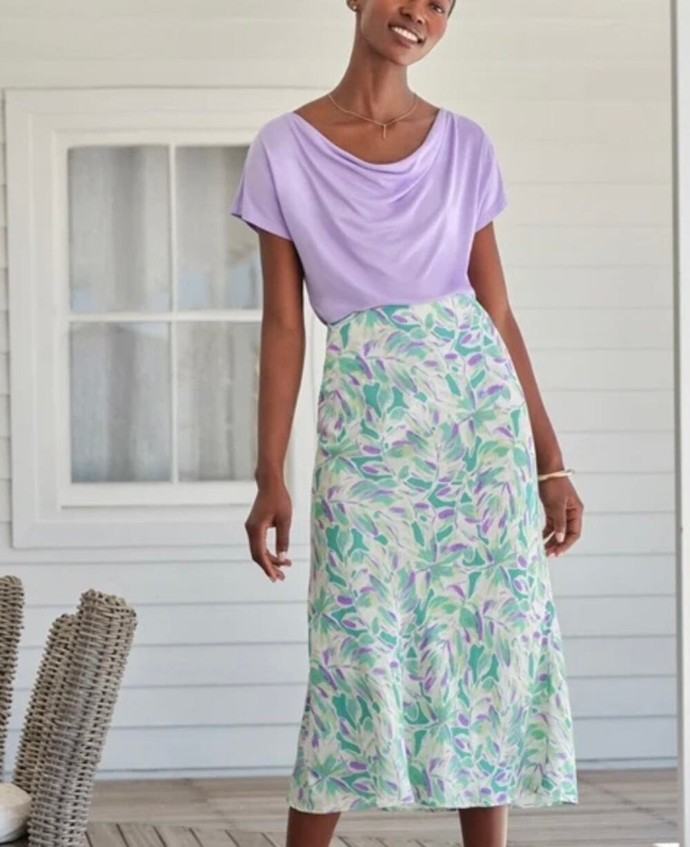NWT Pure Collection Bias Midi Skirt Sz 14S Spring Modest Feminine Sustainable
